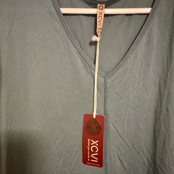 NWT XCVI Glennon V-neck Dress in Green Sky color, Pockets, Sz. XL - Picture 3 of 5